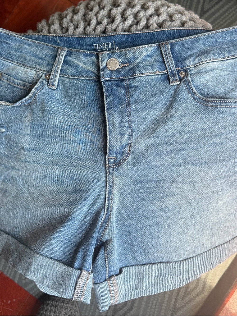 Time and Tru Light Blue Denim Roll Cuff Shorts